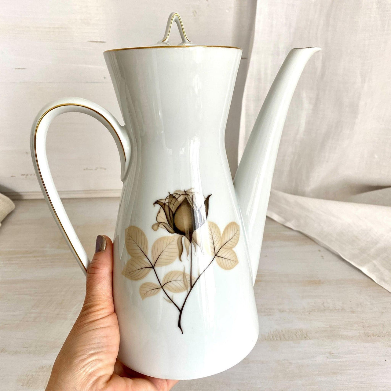 Rosenthal Kaffeekanne Schattenrose Form 2000 cm 22, 60er