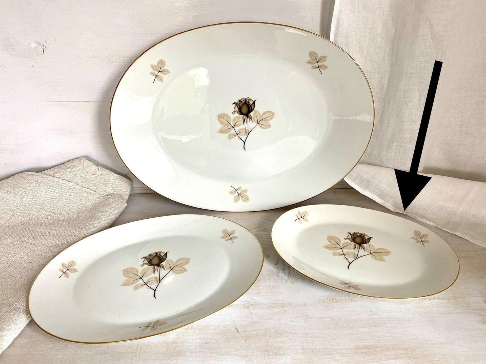 Rosenthal Schattenrose Fleischplatte Servierplatte oval cm 21x28
