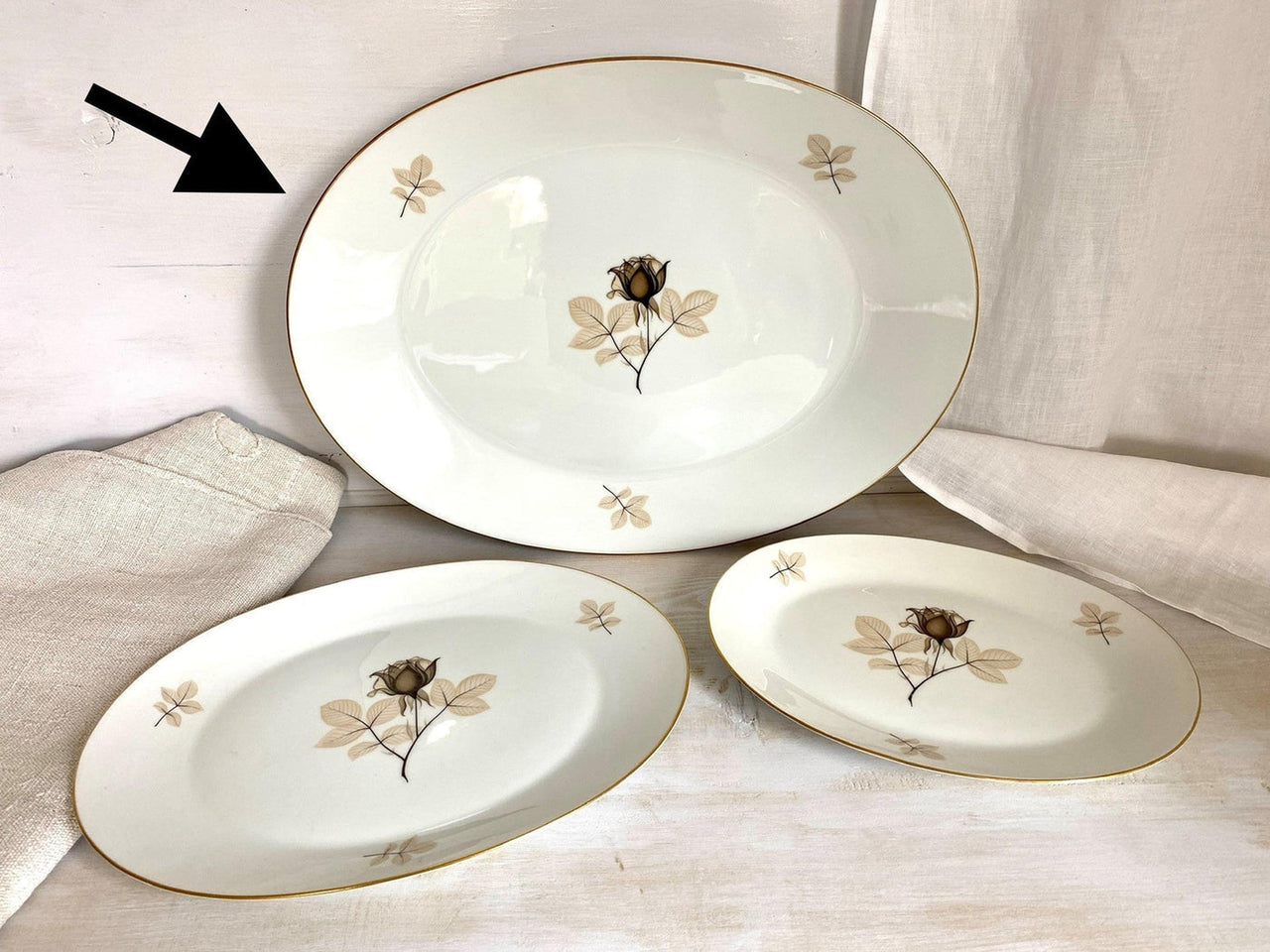 Rosenthal Schattenrose Servierplatte Fleischplatte cm 44x33, 60er