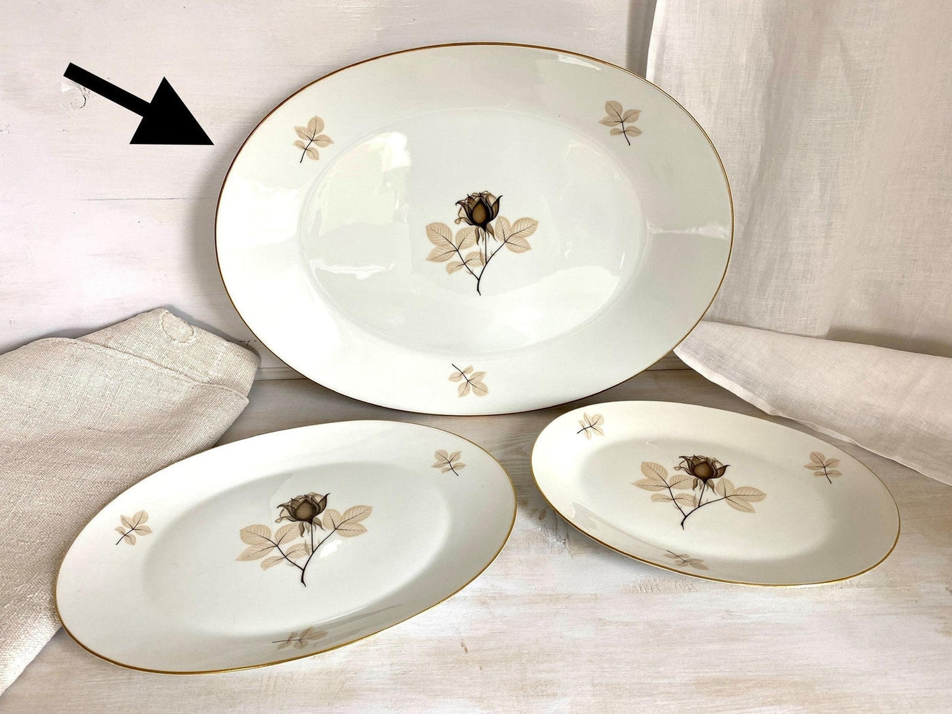 Rosenthal Schattenrose Servierplatte Fleischplatte cm 44x33, 60er
