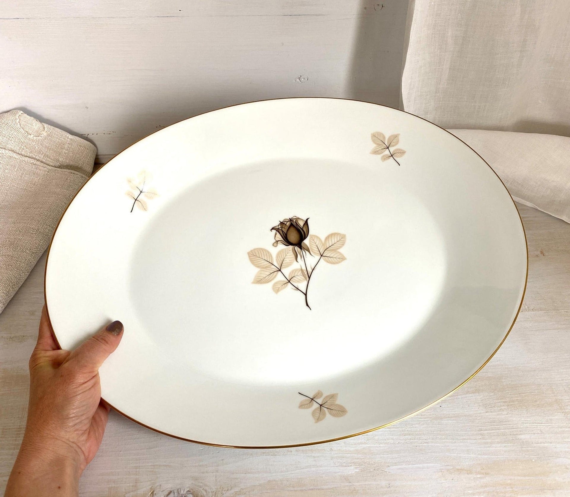 Rosenthal Schattenrose Servierplatte Fleischplatte cm 44x33, 60er