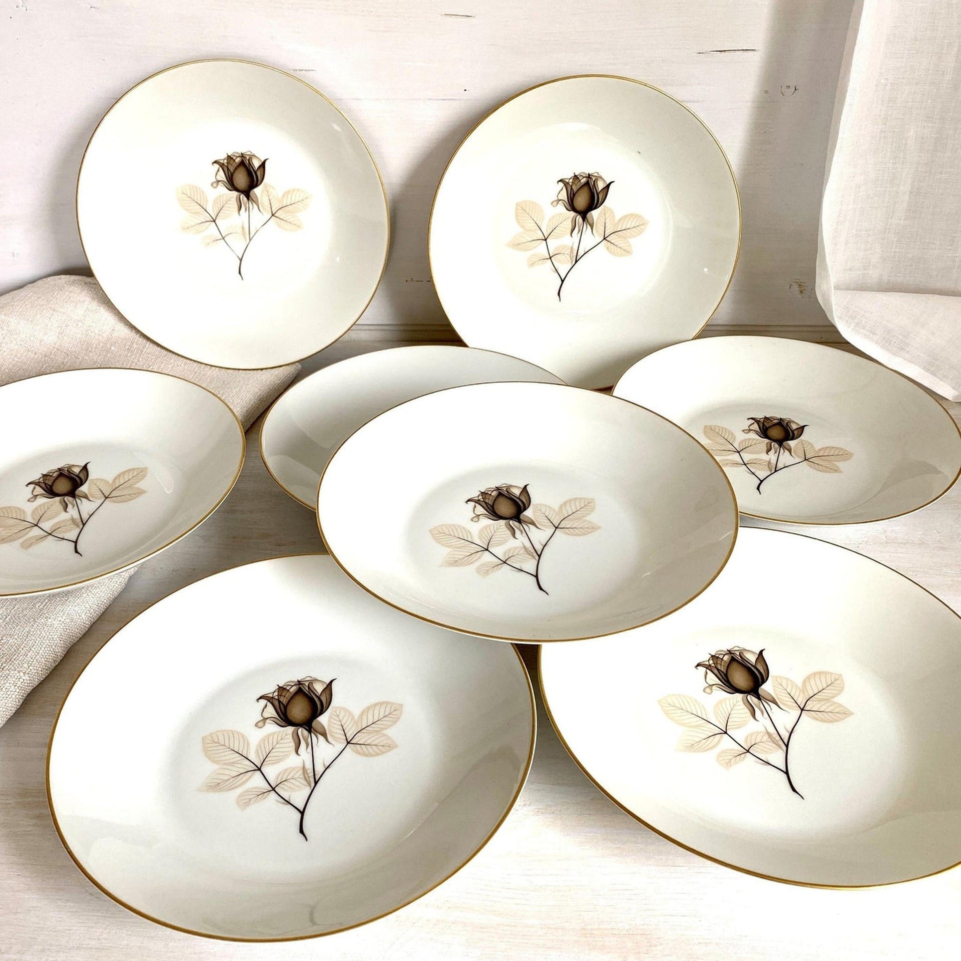 Rosenthal Schattenrose Suppenteller Form 2000, 60er