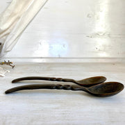 Salatbesteck Horn geschnitzt Antik 19. Jh.