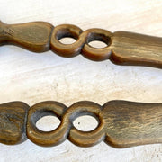 Salatbesteck Horn geschnitzt Antik 19. Jh.