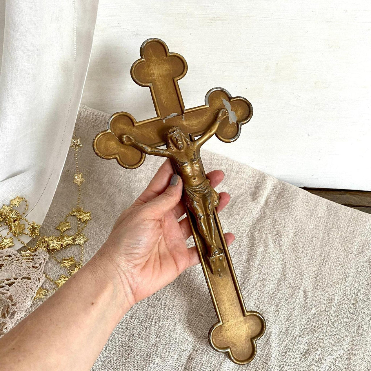 Sarg Kreuz Blech Vintage 50er Jahre