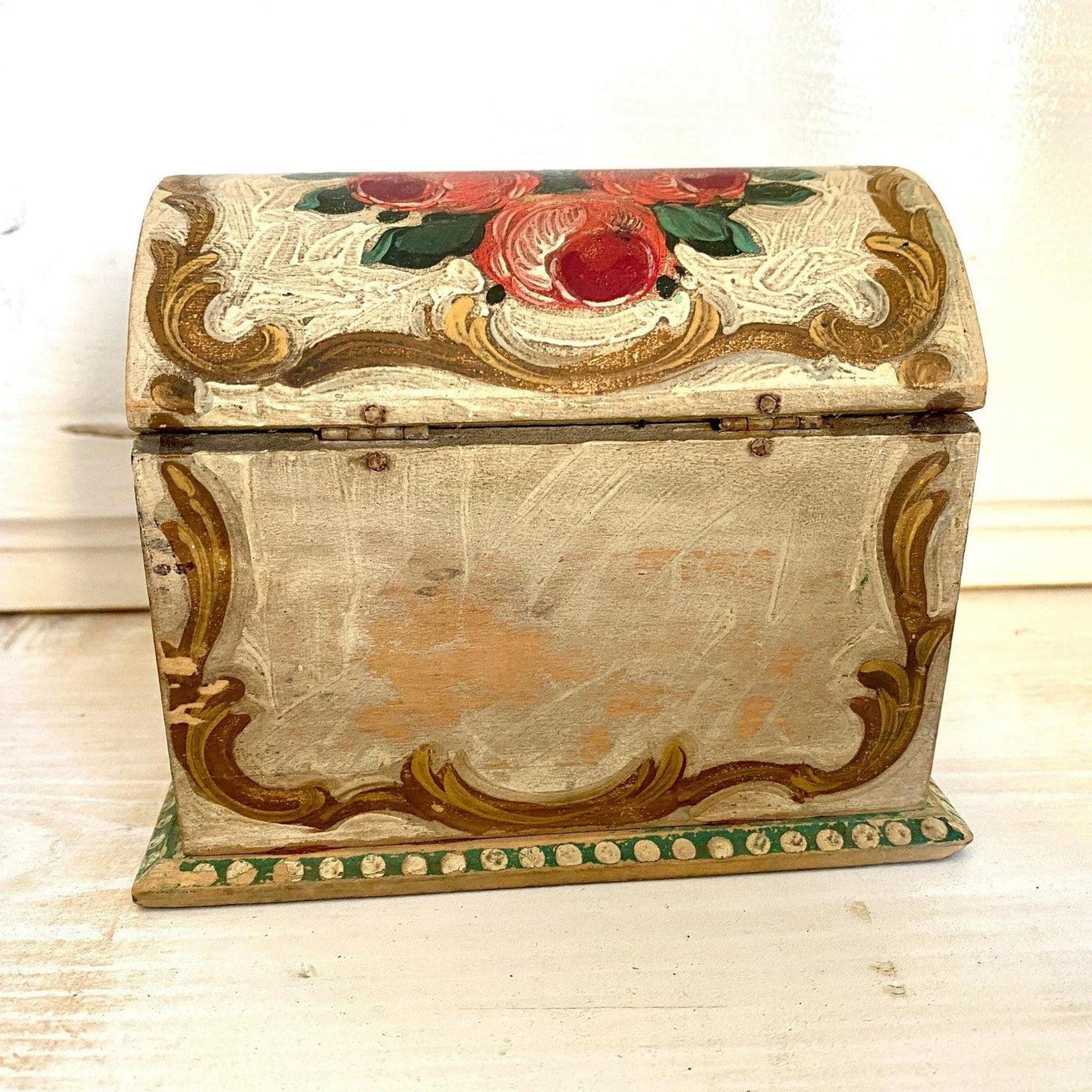 Schmuckschatulle Holz Bauernmalerei Handbemalt Vintage 50er