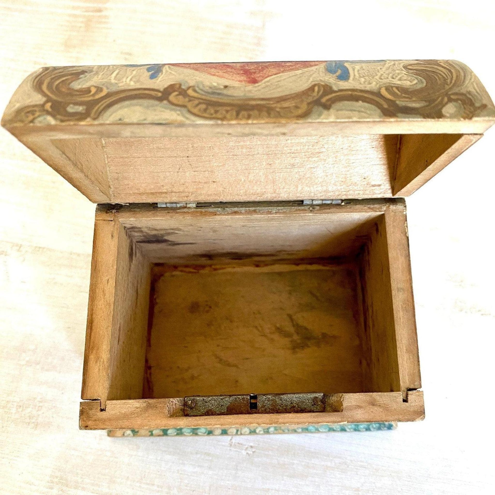 Schmuckschatulle Holz Bauernmalerei Handbemalt Vintage 50er