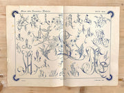 Stickvorlage Antik Jugendstil Initialen AL Stickmuster, um 1910