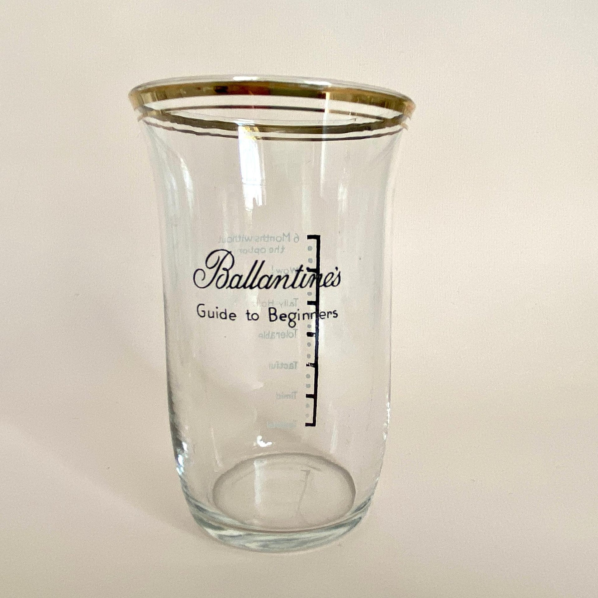 Vintage Ballantines whiskey glass set "Guide to Beginners", 1950s long drink tumblers-Sweet Antik
