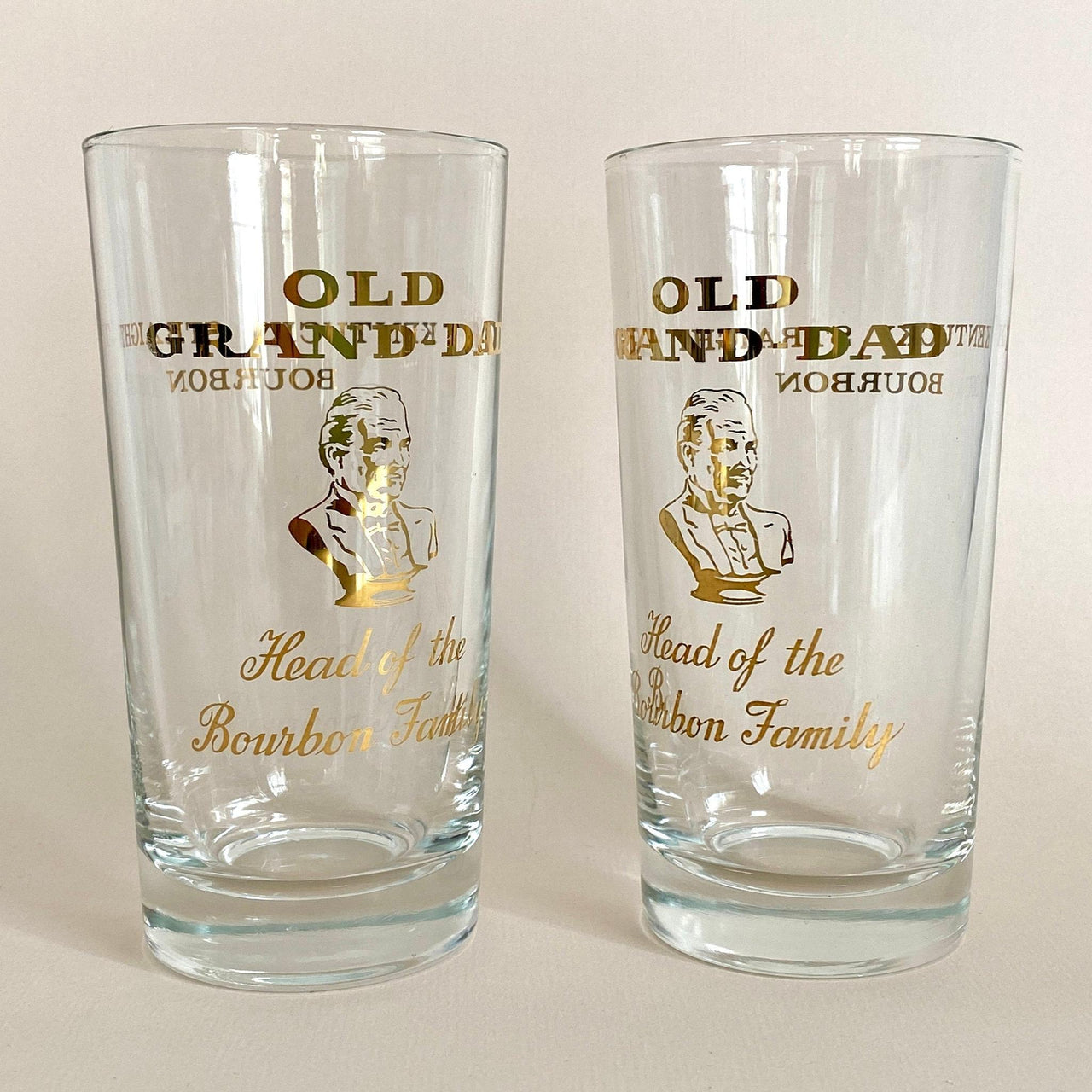 Vintage Whiskey highball glasses OLD GRAND DAD 60s long drink glass-Sweet Antik