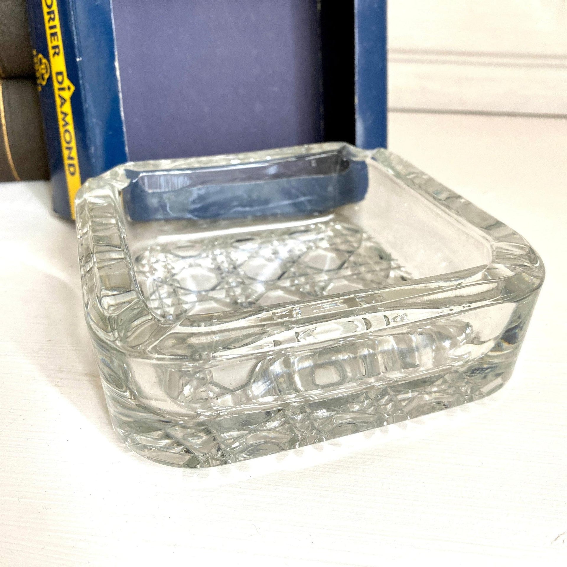 Vintage clear glass ashtray 1970s Italy, boxed-Sweet Antik
