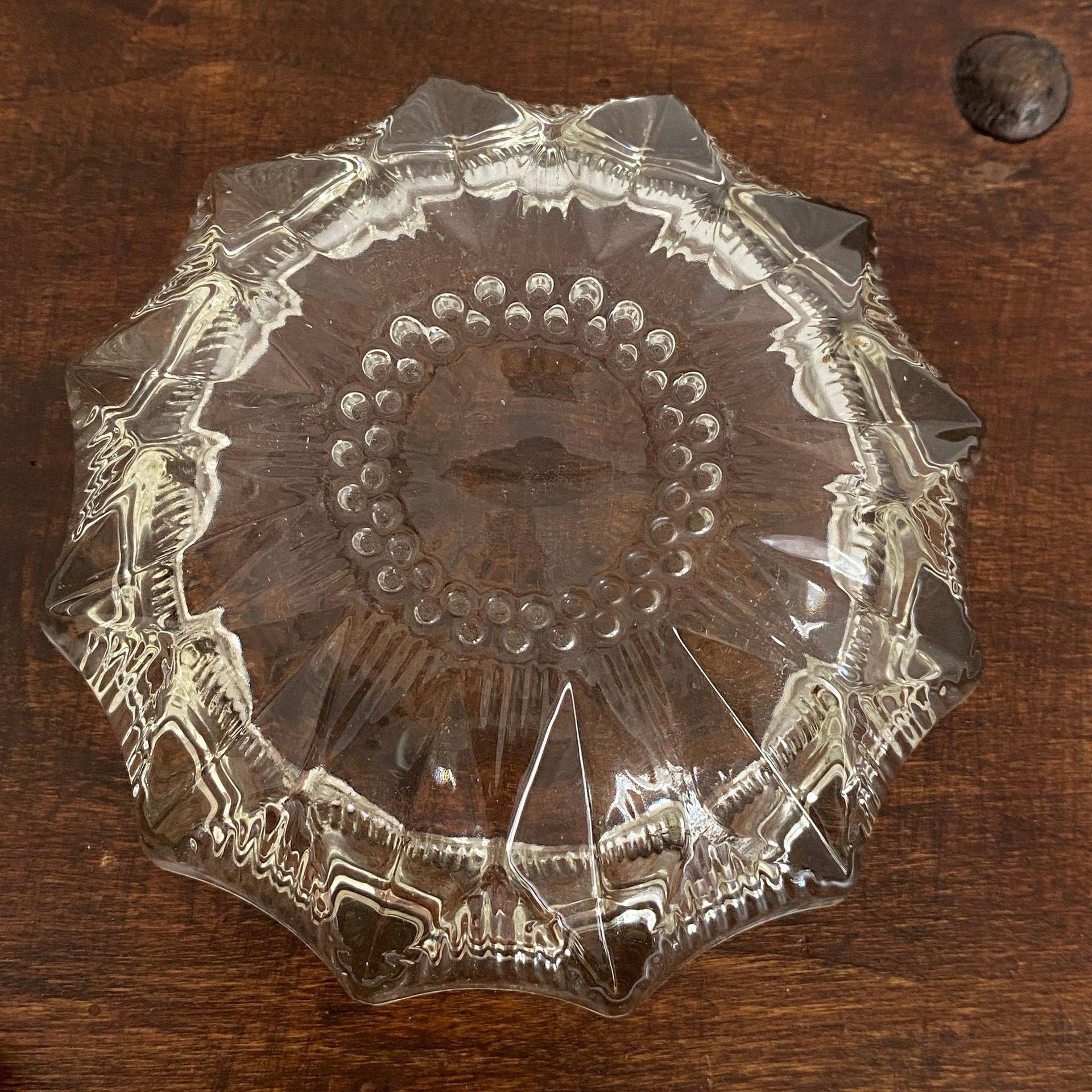 Vintage pressed glass ashtray round-Sweet Antik