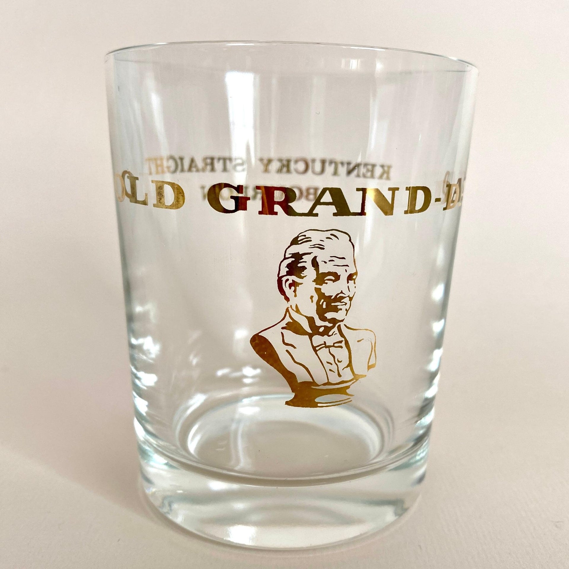 Vintage whiskey tumbler glass 60s Old Crow, Canadian Club Whisky, Old Grand Dad Bourbon, set of 4-Sweet Antik