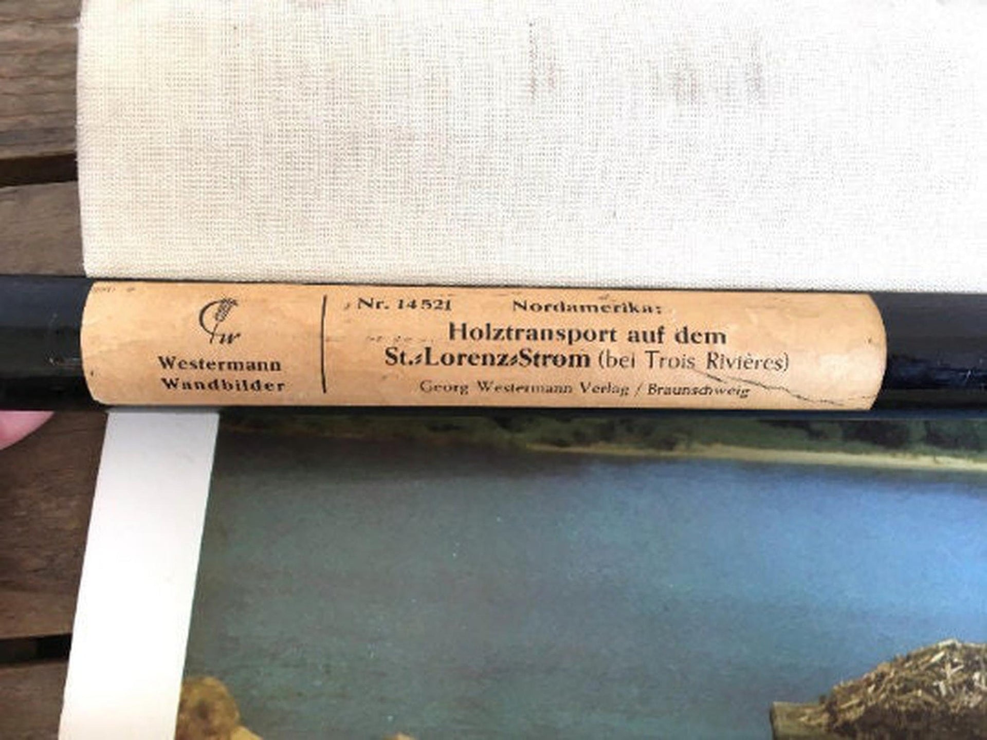 Westermann Schulkarte Wandbilder Holzfloß Kanada Vintage 50er Jahre
