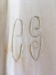 Antique bed sheet white cotton monogrammed CG-vintage-bed linen-SweetAntik