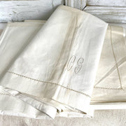 Antique bed sheet white cotton monogrammed CG-vintage-bed linen-SweetAntik