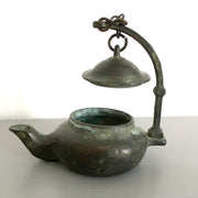 Antique bronze oil lamp, 1800s-vintage-primitive lighting-SweetAntik