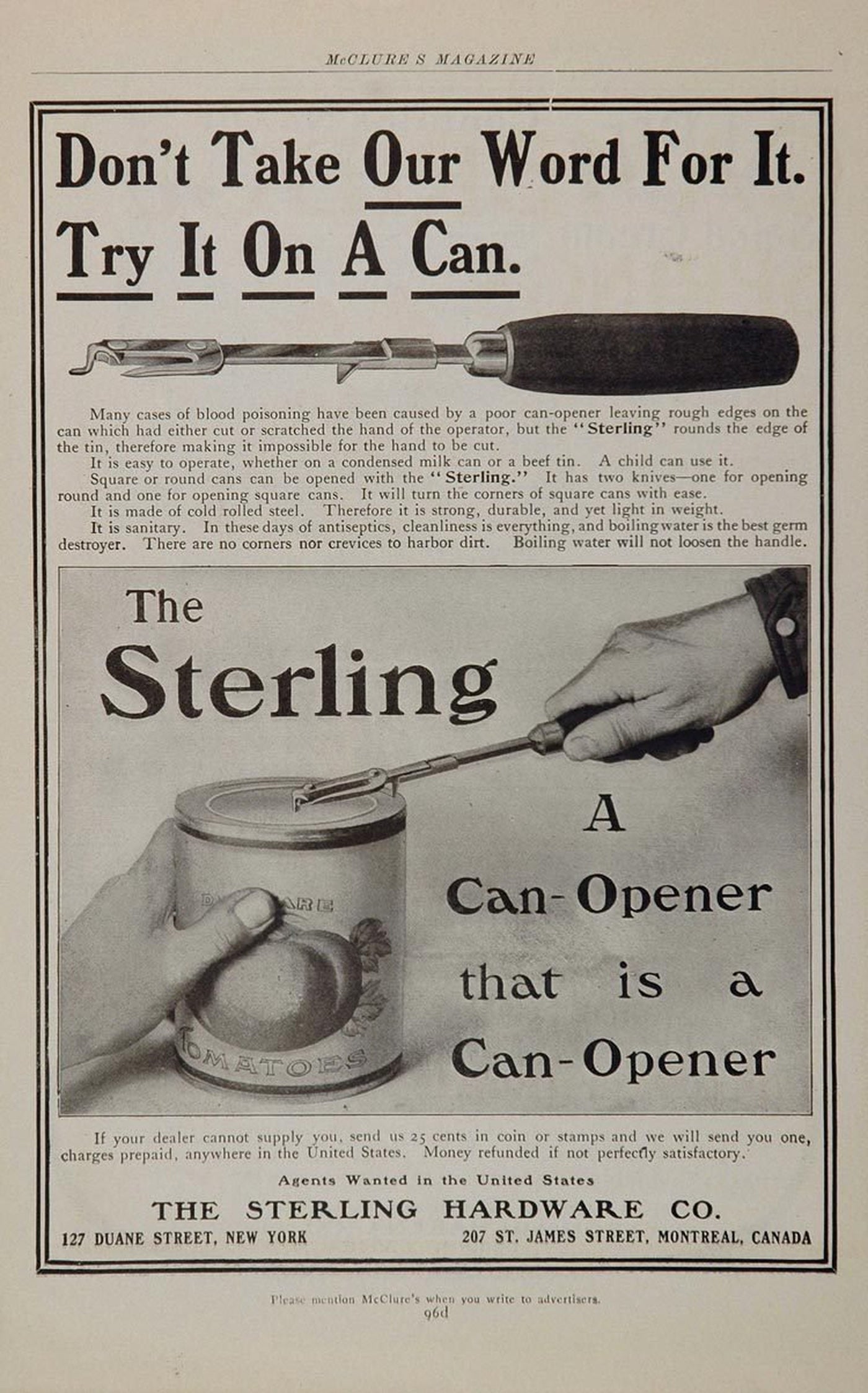 Antique can opener "The Sterling Hardware - New York", 1903-vintage-collectible tool-SweetAntik