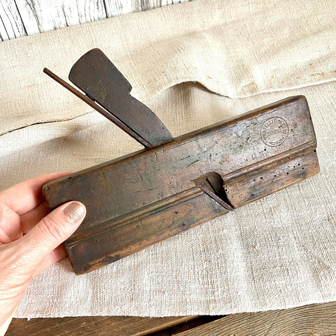 Antique Italian molding plane, late 1800s-vintage-woodworking tool-SweetAntik