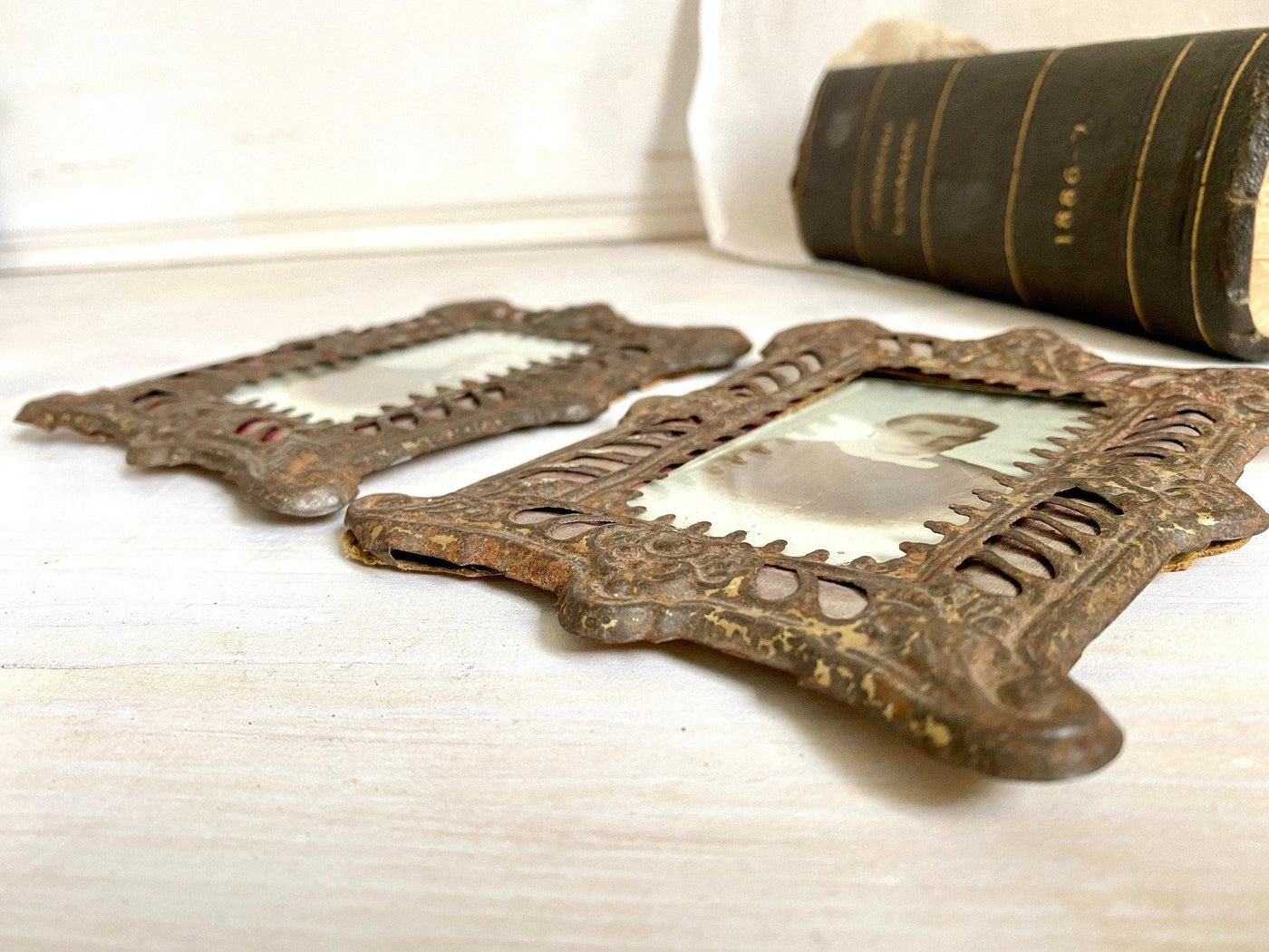 Antique photo frames openwork toleware, 1800s-vintage-frames-SweetAntik