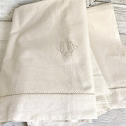 Antique white bed sheet, embroidered monogram BM, 1930s-vintage-Bed sheet-SweetAntik