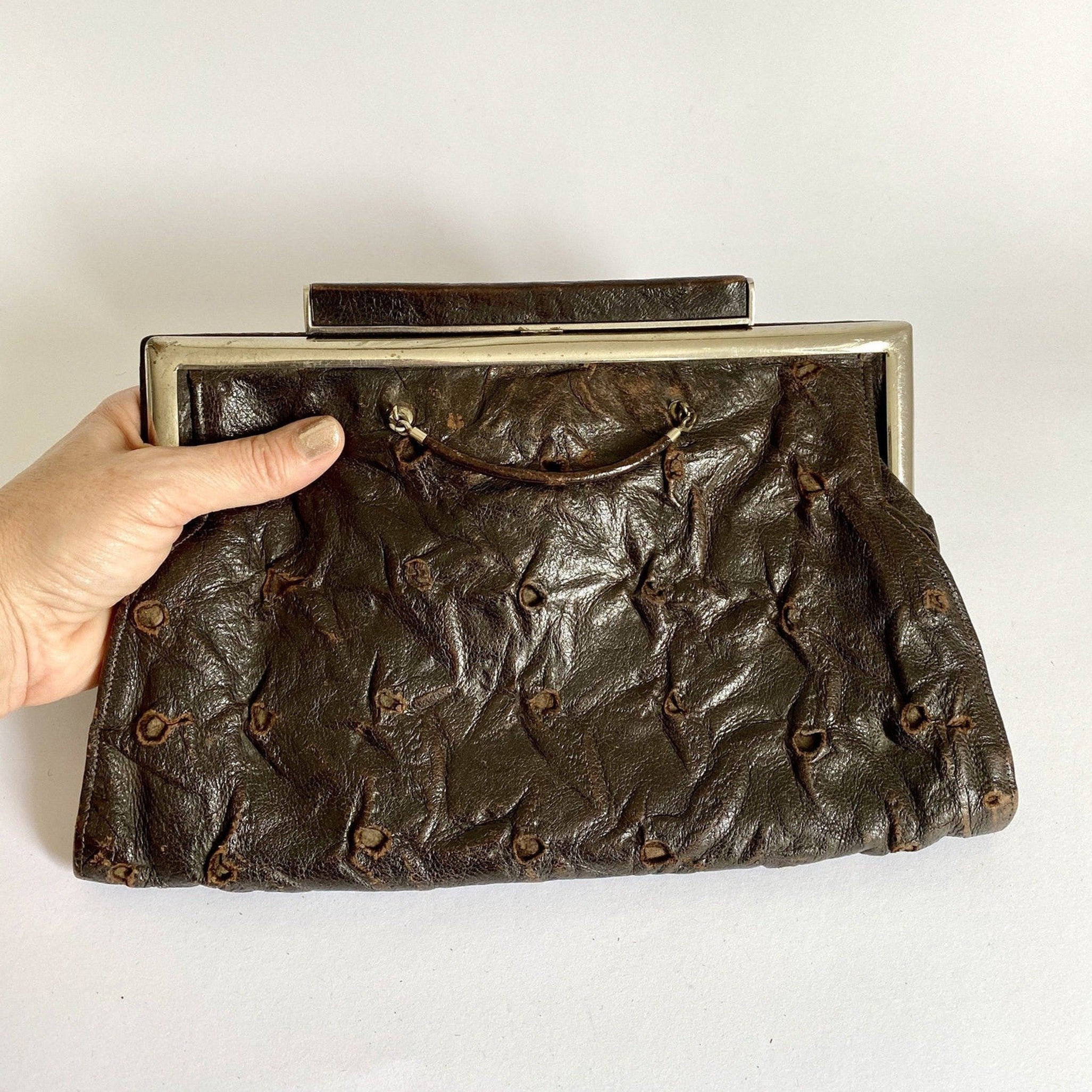 Leather Clutch bag with Art Deco design — Rosanna Clare Leather Workshops