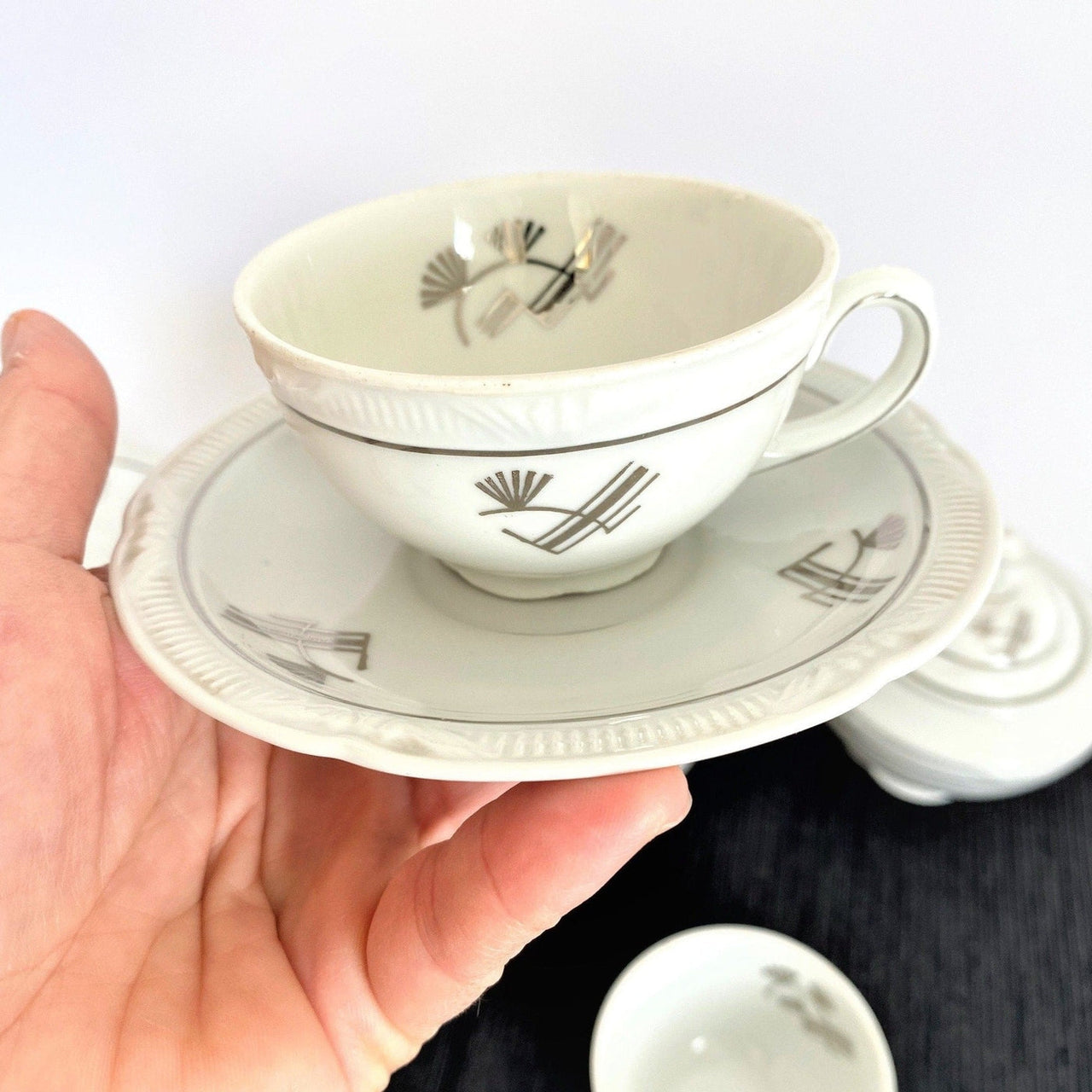 Art Deco porcelain tea set "U.S. Zone" Zeh Scherzer 1945-49-vintage-Coffee cups-SweetAntik