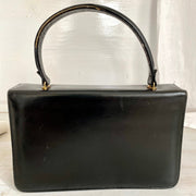 Black leather handbag, 1950s-vintage-Handbag-SweetAntik