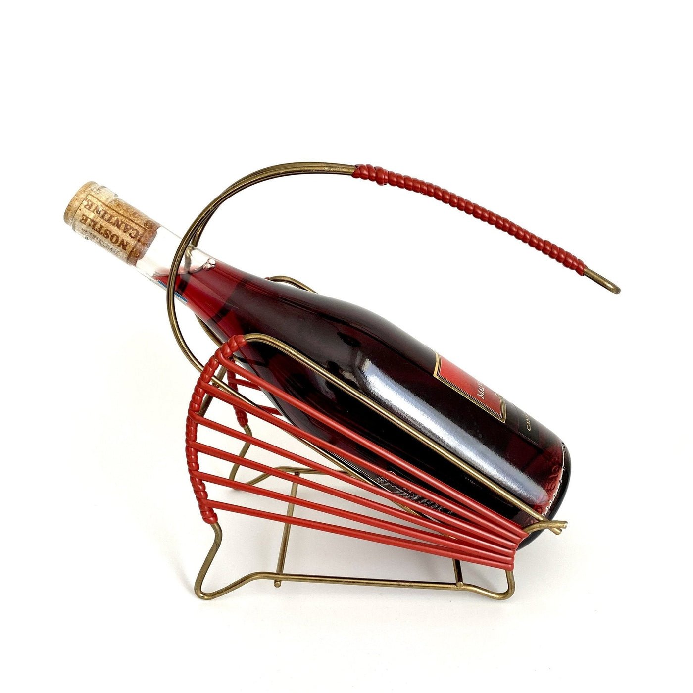 Brass wine pouring basket, 1950s-vintage-barware-SweetAntik