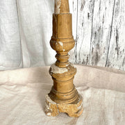 French antique altar candlestick chippy giltwood, 1800s-vintage-candleholder-SweetAntik