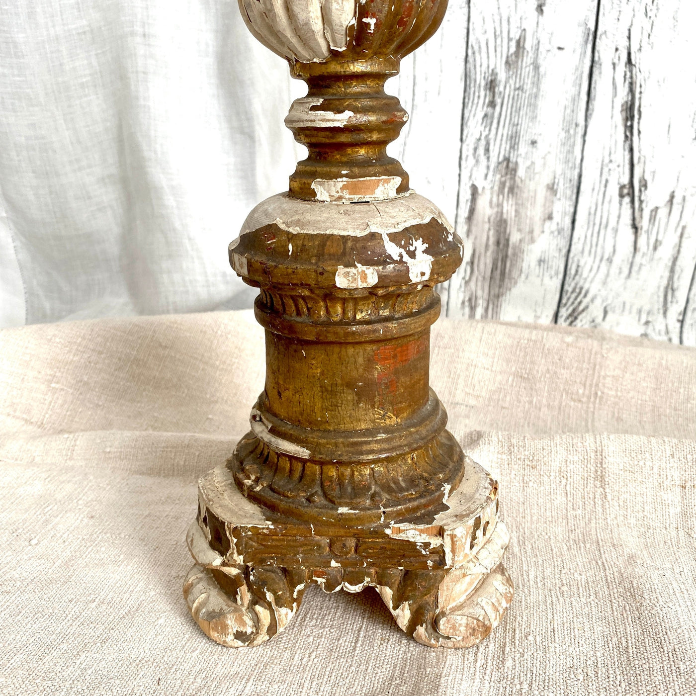 One Antique French HUGE Church Altar Candle Holder. Bronze and