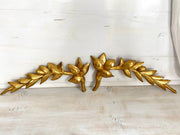 French antique giltwood ornaments laurel wreath, 1800s-vintage-wooden ornament-SweetAntik