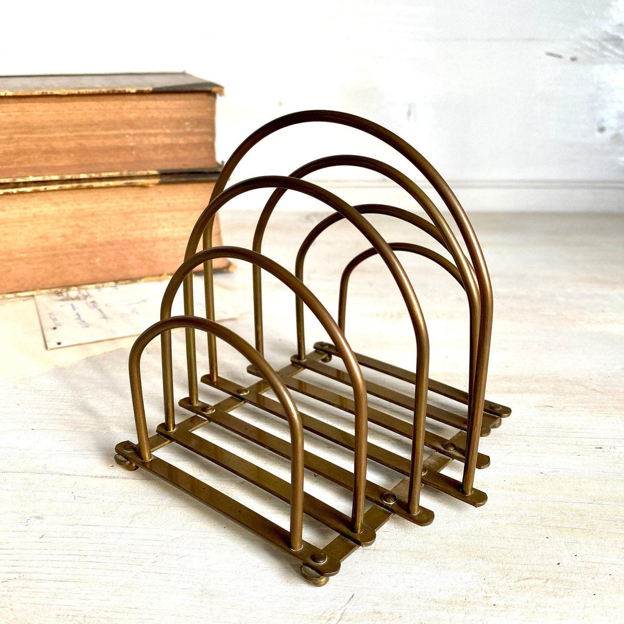 vintage Vintage brass letter holder rack 50s-Sweet Antik