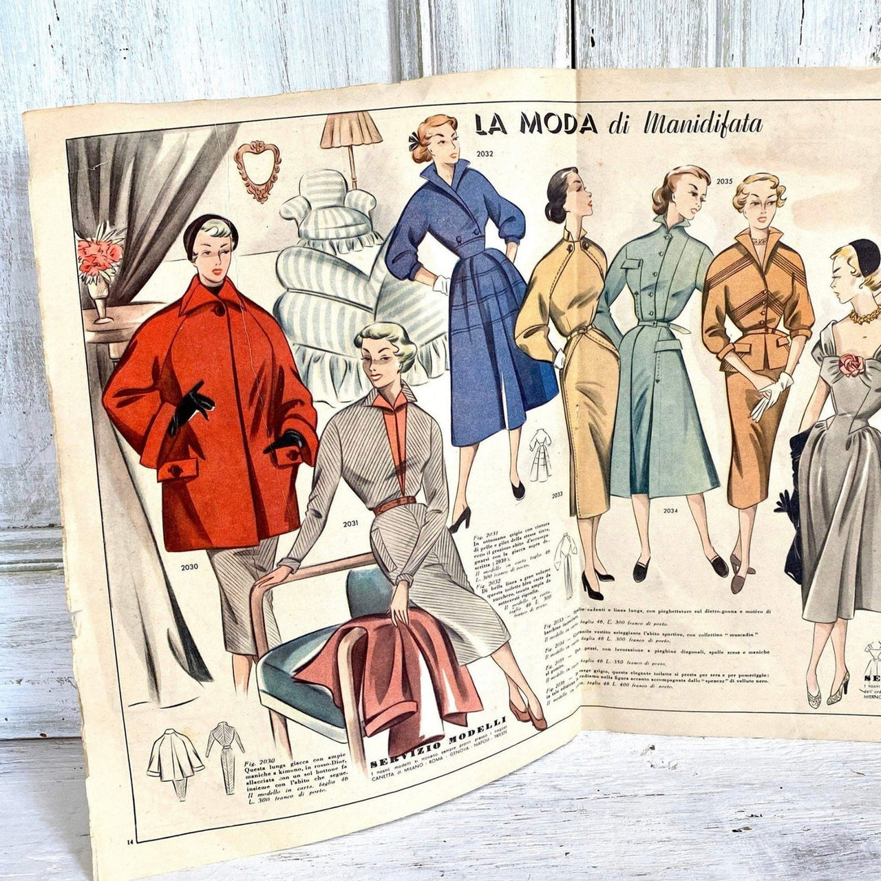 Mid century women´s clothing poster, 1950s-vintage-fashion-SweetAntik