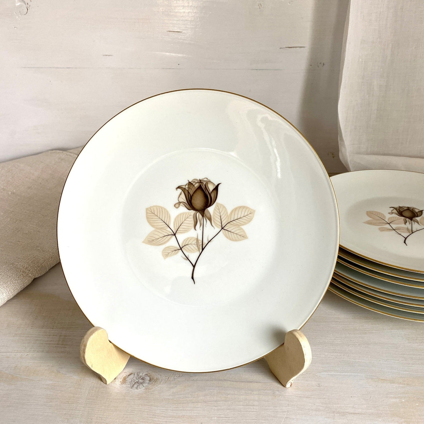 Porcelain dinner Plate ROSENTHAL "Shadow Rose", 60s-vintage-Rosenthal replacement-SweetAntik