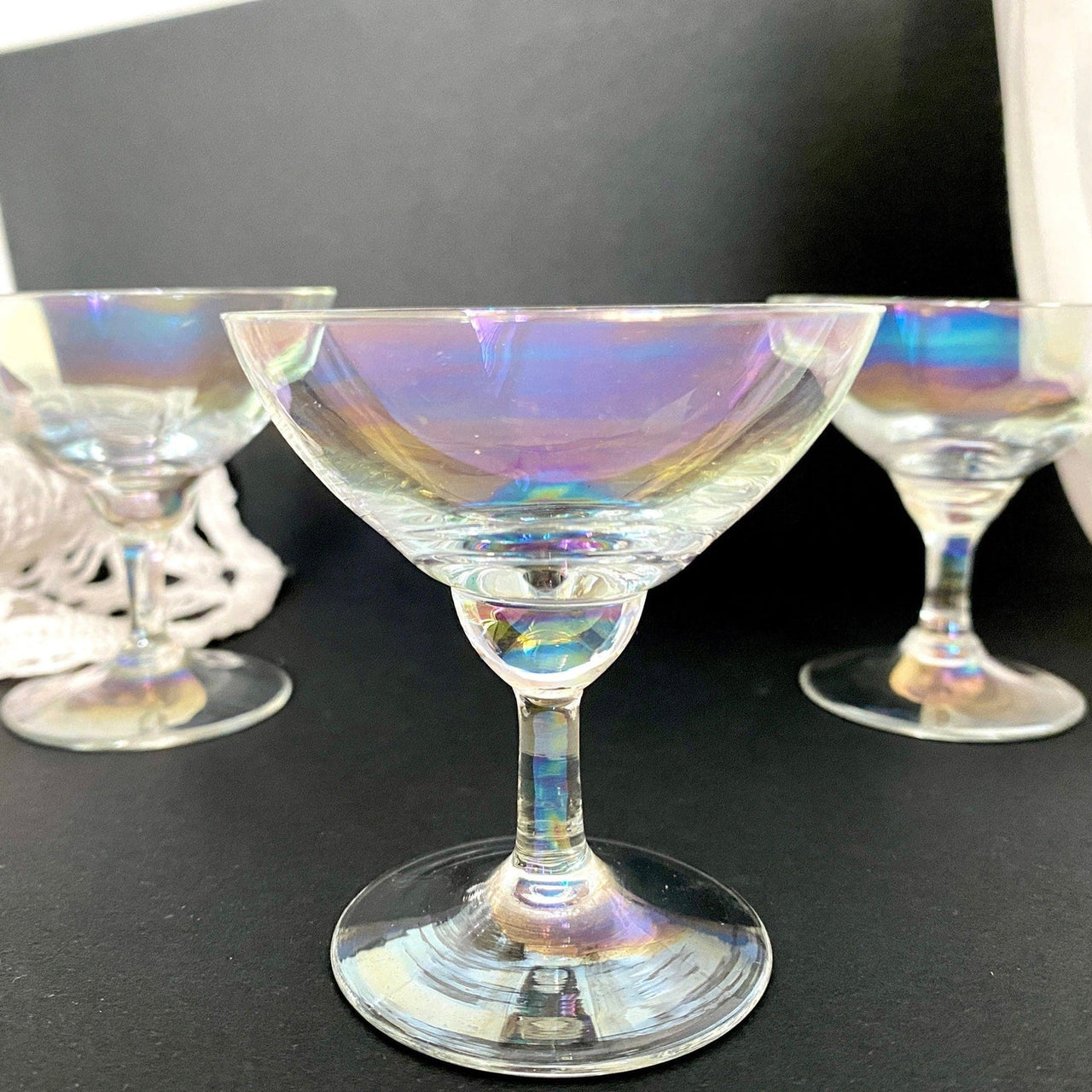 Stem glasses set of 3 small luster goblets, 1950s-vintage-vintage-SweetAntik