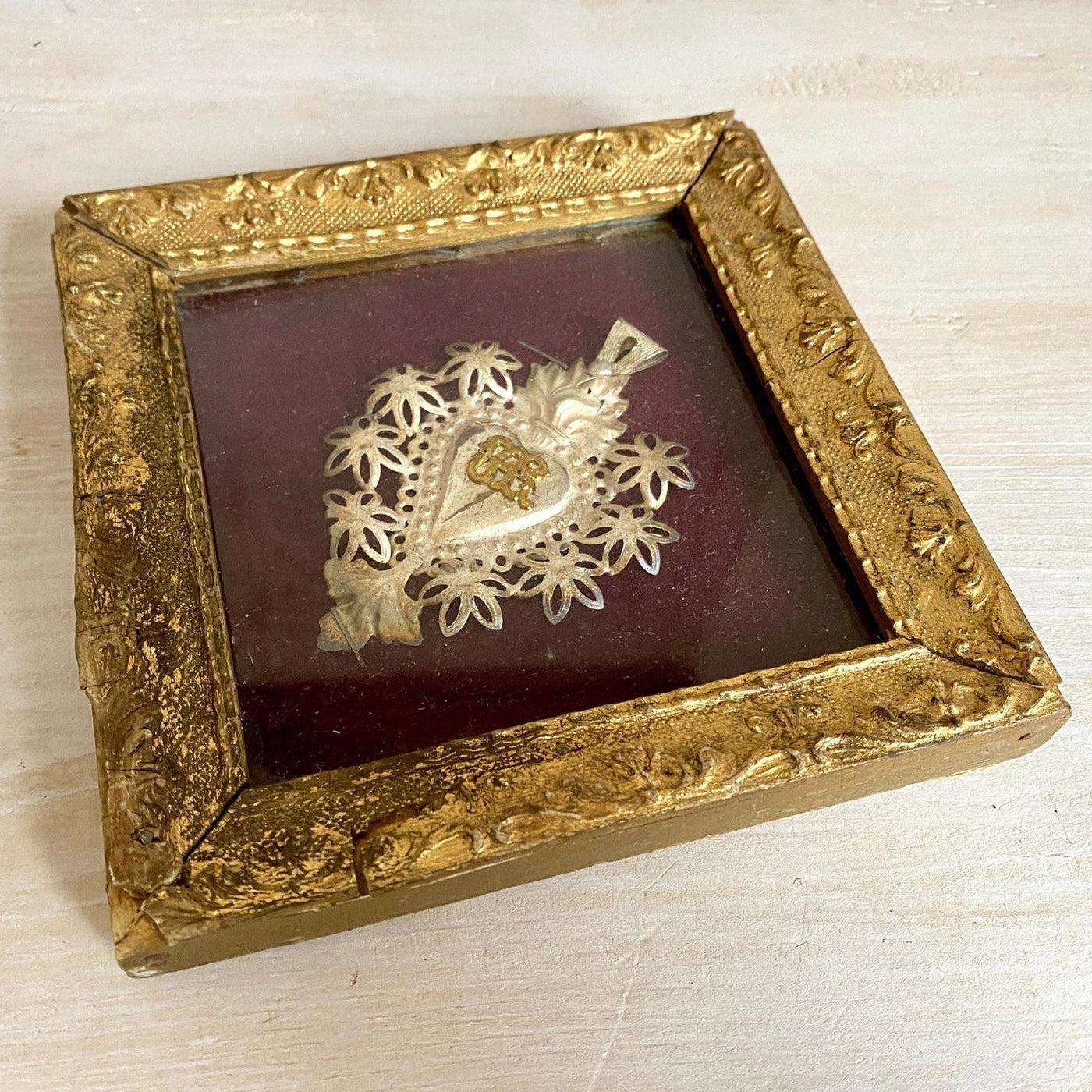 vintage Antique Ex Voto in original gilt frame 1930s - Sweet Antik