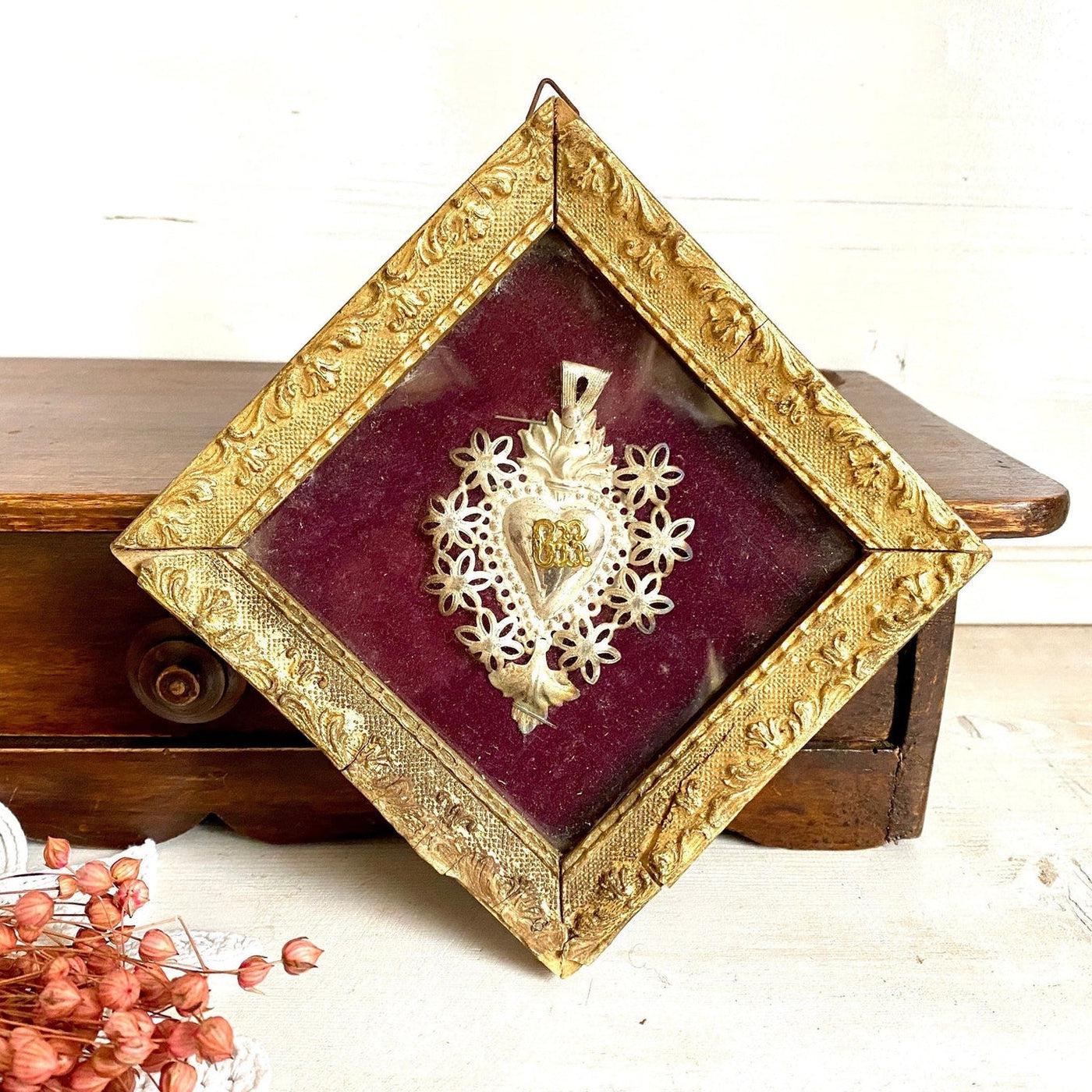 vintage Antique Ex Voto in original gilt frame 1930s - Sweet Antik