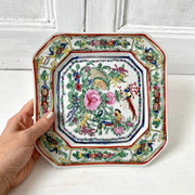 vintage Antique Macau porcelain square dish hand painted, 1940s - Sweet Antik