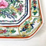 vintage Antique Macau porcelain square dish hand painted, 1940s - Sweet Antik