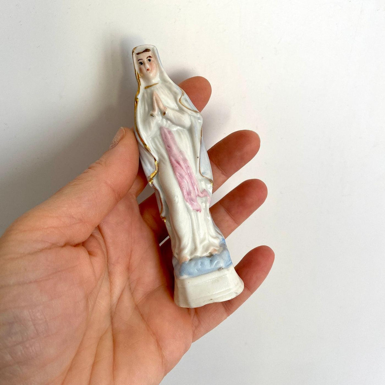 vintage Antique bisque religious figurine Holy Mary hand painted 1920s - Sweet Antik