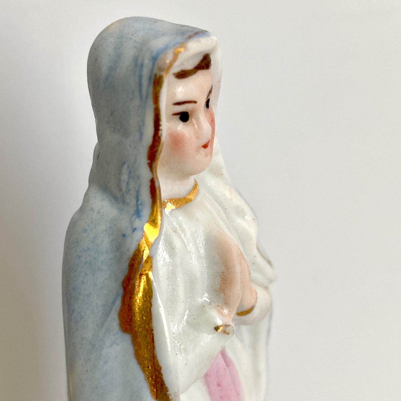 vintage Antique bisque religious figurine Holy Mary hand painted 1920s - Sweet Antik