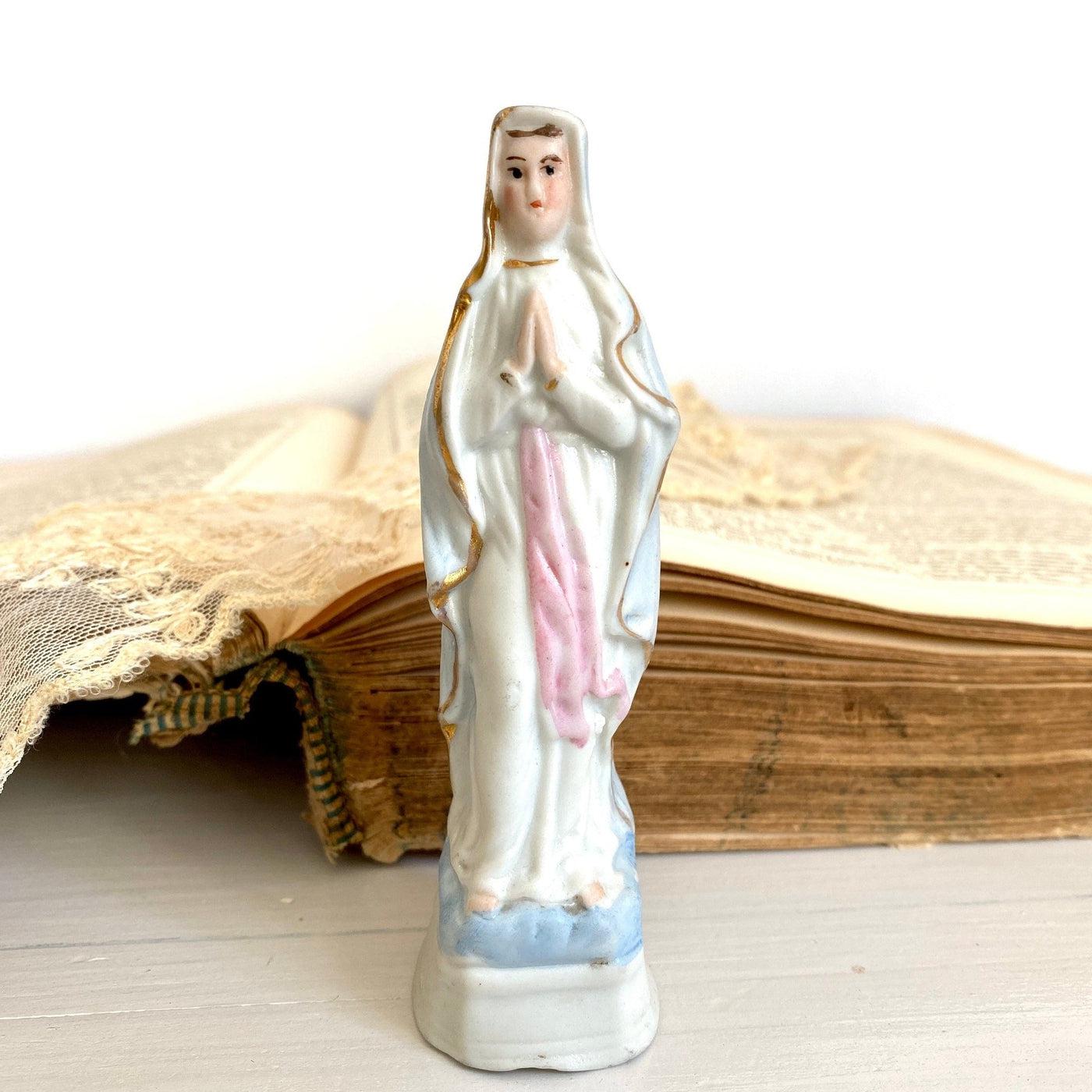 vintage Antique bisque religious figurine Holy Mary hand painted 1920s - Sweet Antik