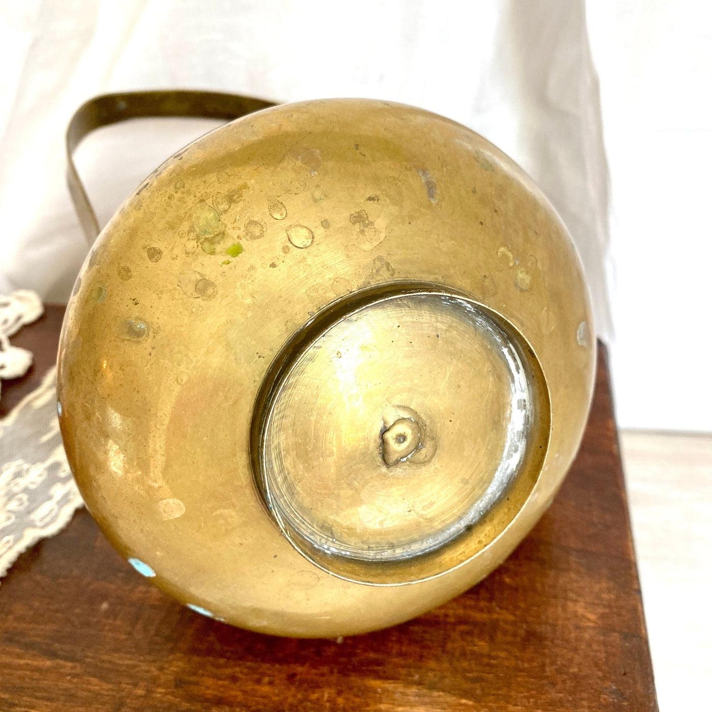 vintage Antique brass kettle, farmhouse kitchen decor - Sweet Antik