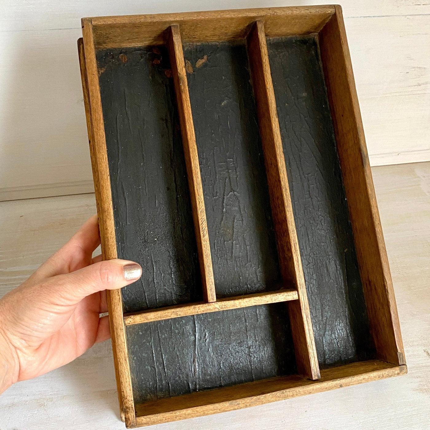 vintage Antique cutlery tray wood, 1930s - Sweet Antik