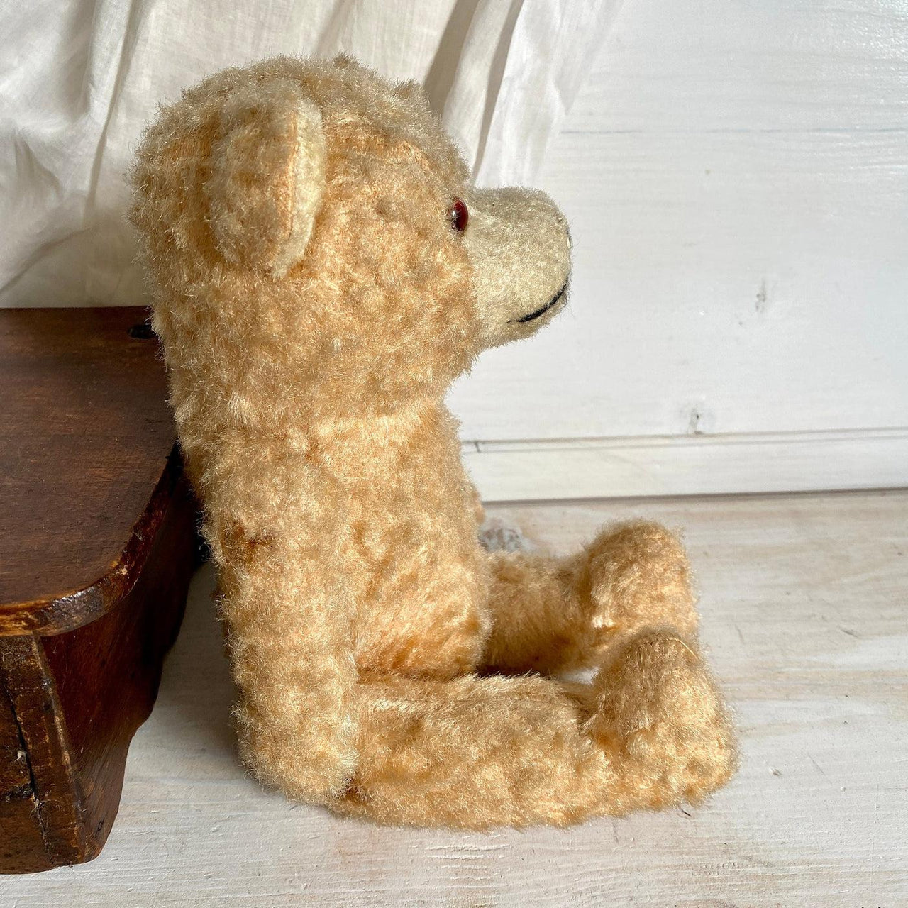 vintage Antique jointed teddy bear straw filled Germany 1940s - Sweet Antik