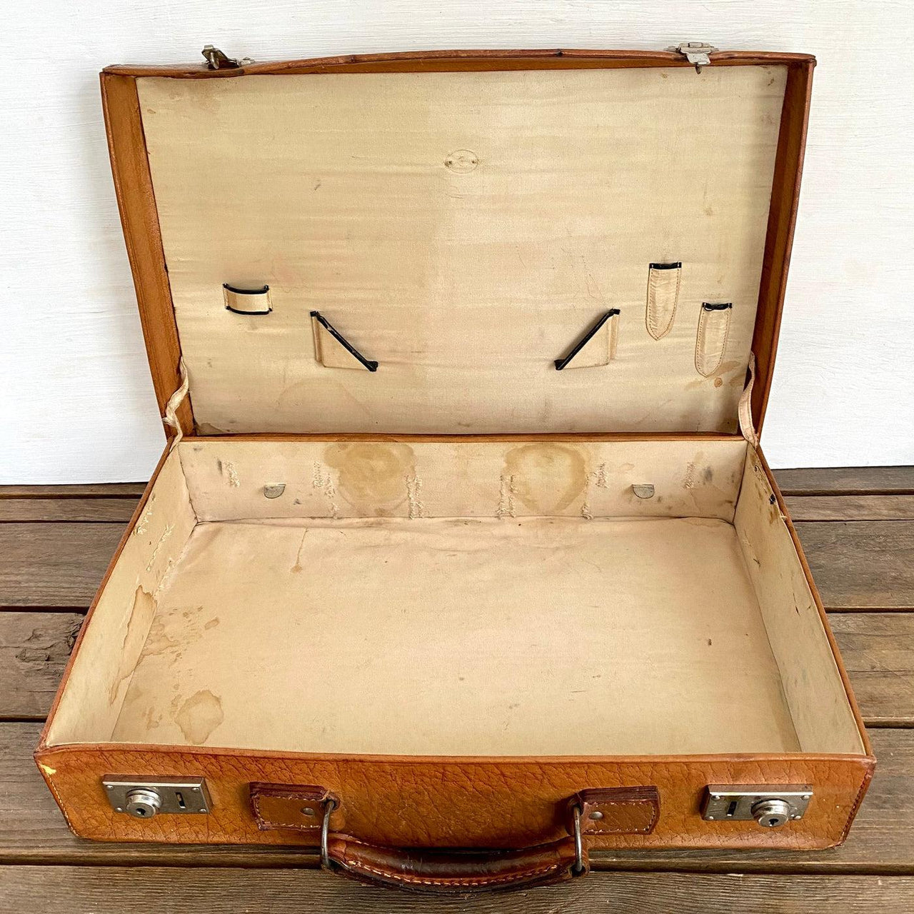 vintage Antique leather vanity suitcase, monogram CB, 1920s - Sweet Antik