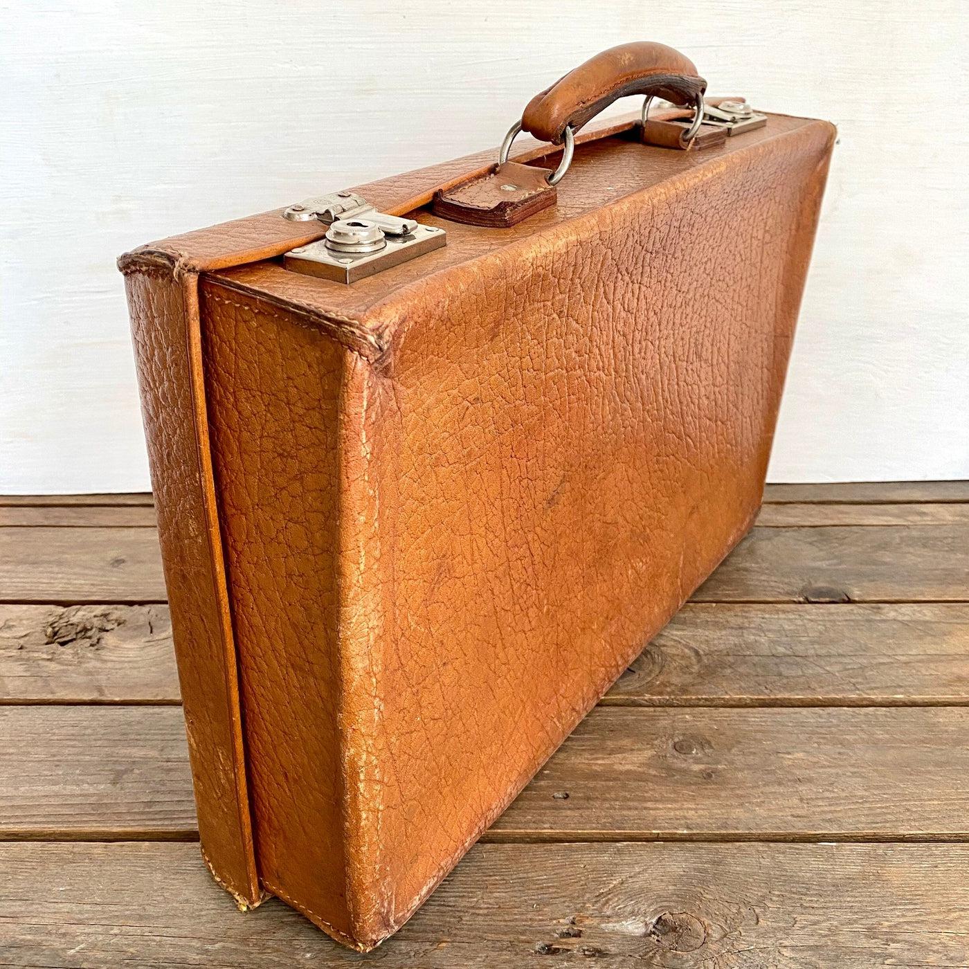 Antique leather vanity suitcase monogram CB, 1920s