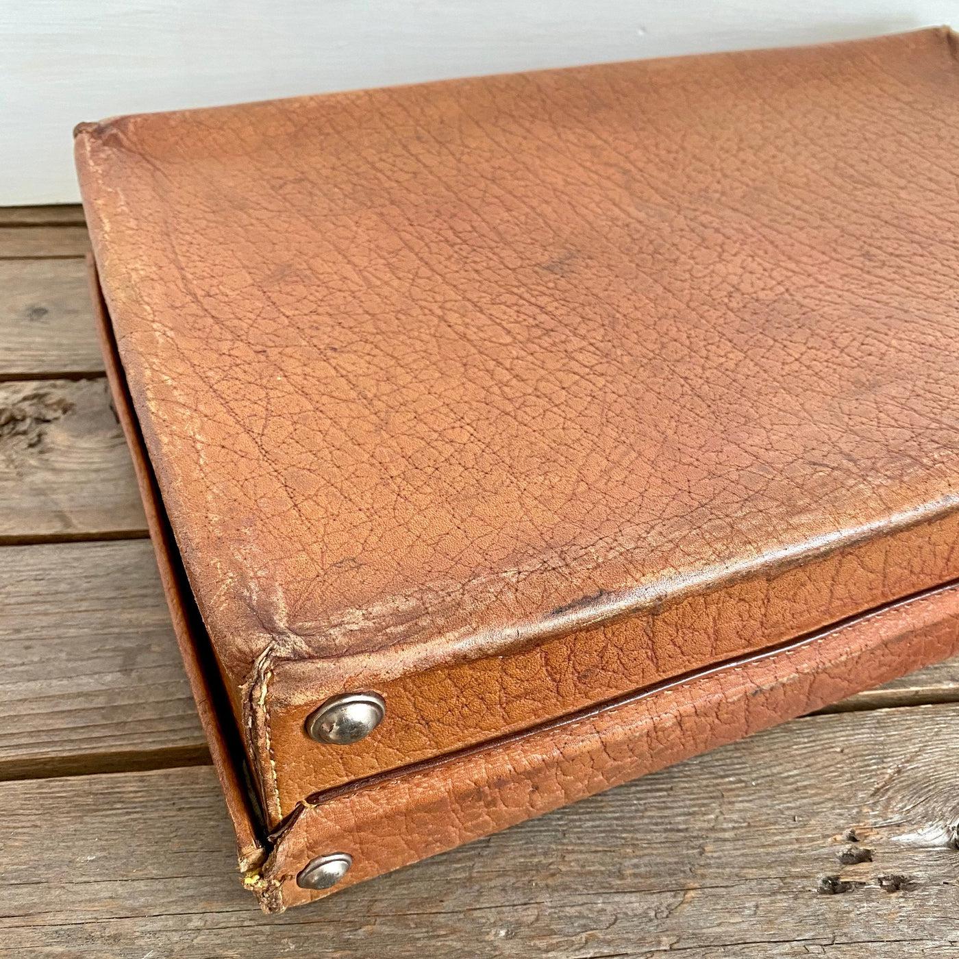 vintage Antique leather vanity suitcase, monogram CB, 1920s - Sweet Antik