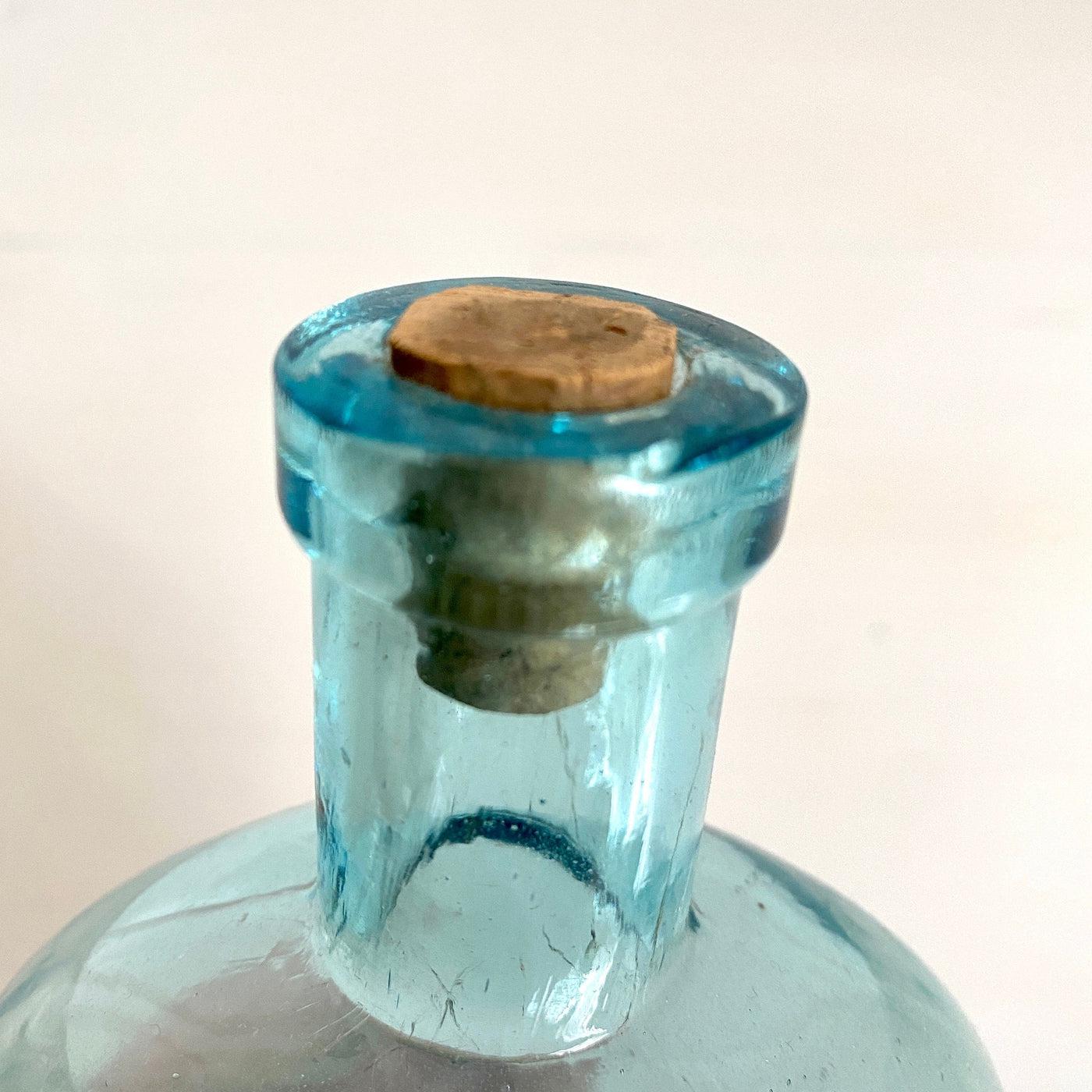 vintage Antique pharmacy blue glass bottle FELLOWS & CO chemists, 1800s - Sweet Antik